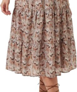 Alternative view of LYANER Women's Floral Print High Waisted A Line Tiered Ruffle Boho Swing Midi Skirts with Pockets
